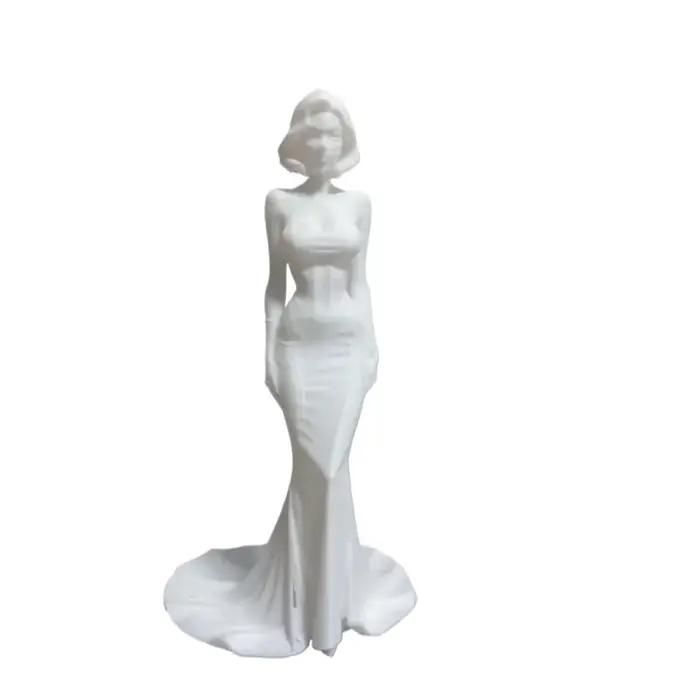 Statue de déesse imprimée en 3D cheveux courts blancs robe de soirée élégante figurine de bureau moderne minimaliste occasions spéciales cadeau d'anniversaire mariage