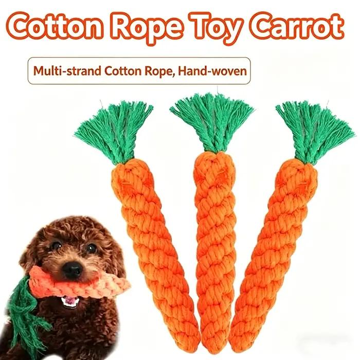 Jouets pour chiens en forme de carotte avec nœud en corde