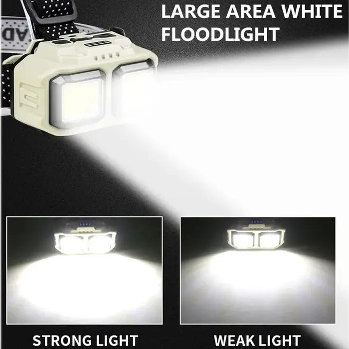 Lampe de sauna étanche à LED COB, torche frontale injuste, aste par USB, batterie 18650, camping en