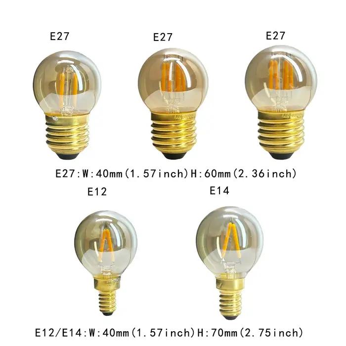 Ampoule Globe LED Vintage rétro E14 E27 E26 E12 110V 220V, lampe à Filament COB 2W 4W 6W, verre ambr