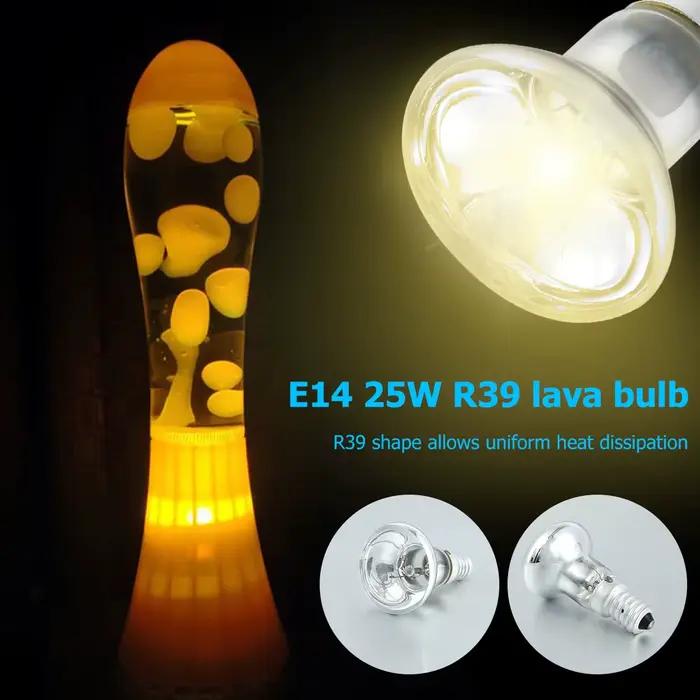 Ampoules à lave de type réflecteur, 30W, R39, E14, base, haute température, degrés, ampoules de rech