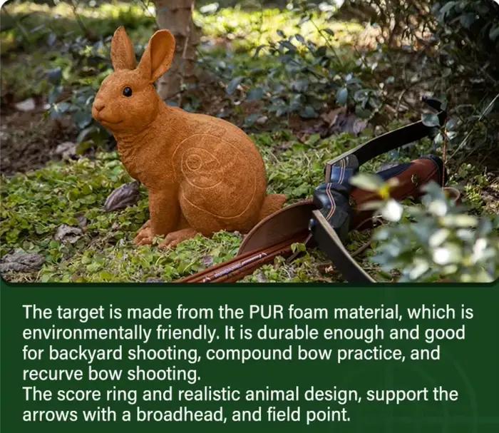Cible tir à l'arc 3D lapin Animal Shooter - Cible auto-cicatrisante PU avec piquets pour entraînement chasse