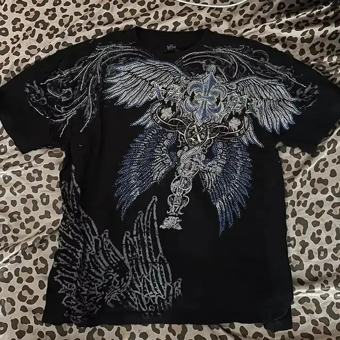 T-shirt rétro Xtreme Angel Wing jaune pour hommes et femmes, manches courtes, mode Harajuku et américaine, hauts d'été pour les occasions spéciales