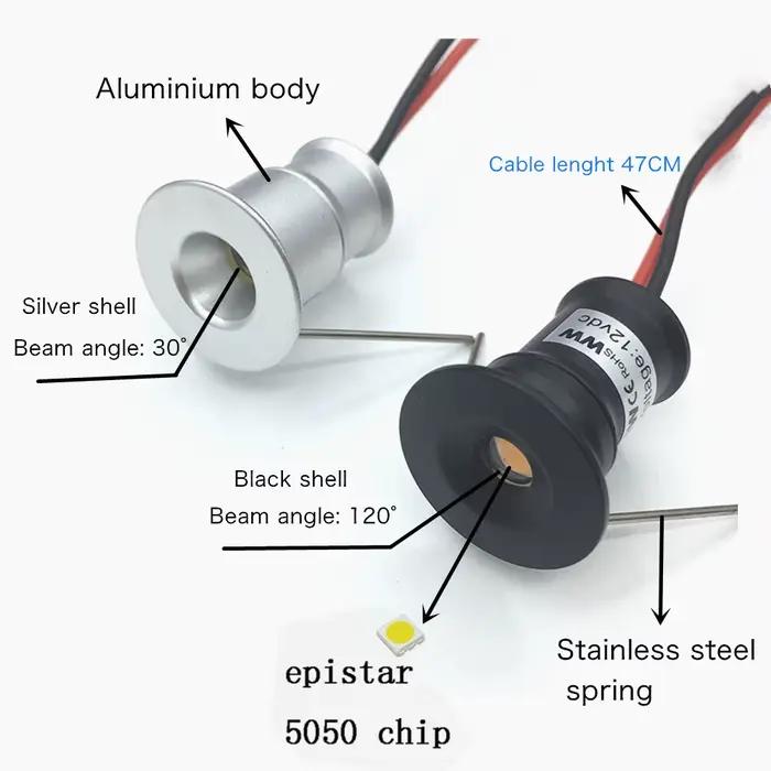 Mini Downlight LED 12V 15mm encastré petit Spot plafonnier cuisine escalier extérieur IP65 1W projec
