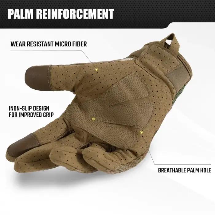 Gants tactiques camouflage écran tactile pour chasse, tir et vélo - Équipement outdoor anti-dérapant
