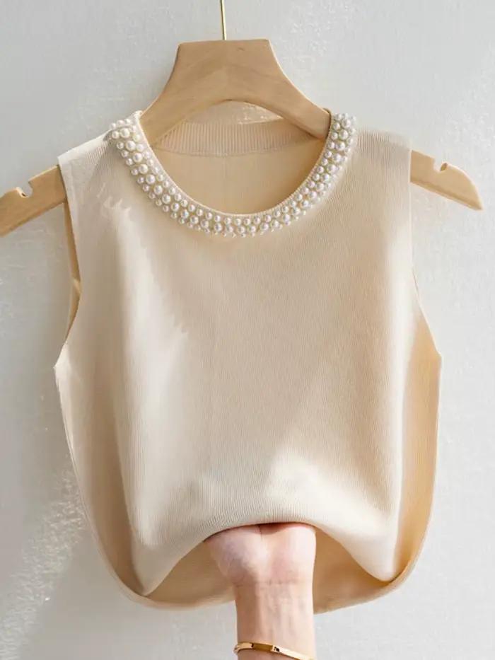 Corée tricoté gilets femmes haut solide réservoir Blusas Mujer De Moda été nouvelle mode femme sans