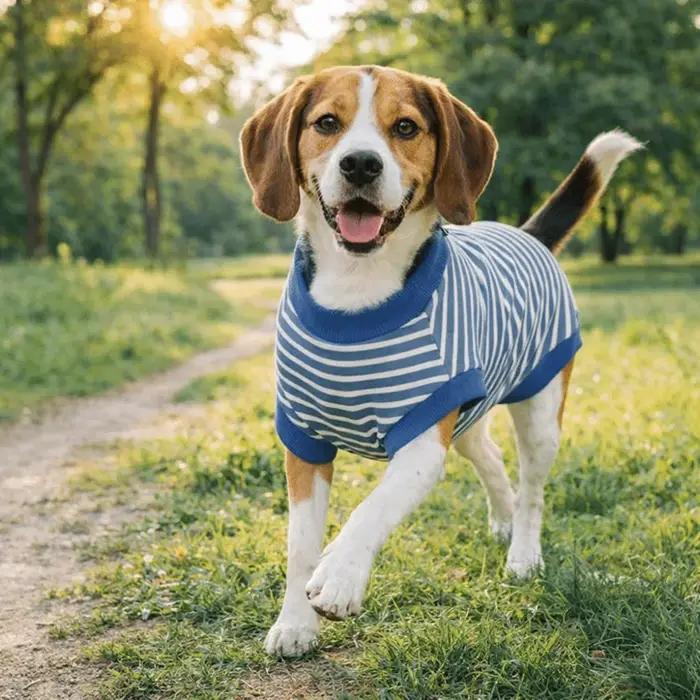 Combinaison de Stérilisation pour Chien à Rayures Style Décontracté Lavable Confortable Vêtements de Récupération