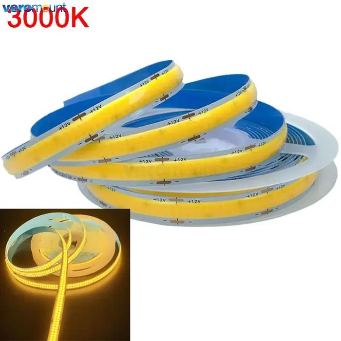 Bande lumineuse LED COB double nucléoFlexible, haute luminosité, DC 12V, 24V, 624 gible/m, 616 gible