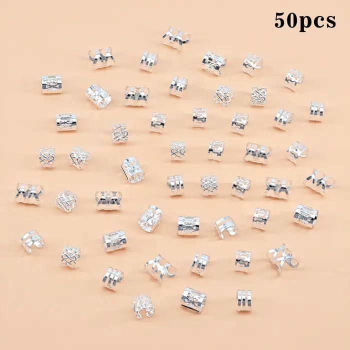 Ensemble mixte de tressage en alliage 50 pièces anneaux de cheveux en métal Clips de manchette accessoires de dreadlock bohème chic occassions spéciales femmes