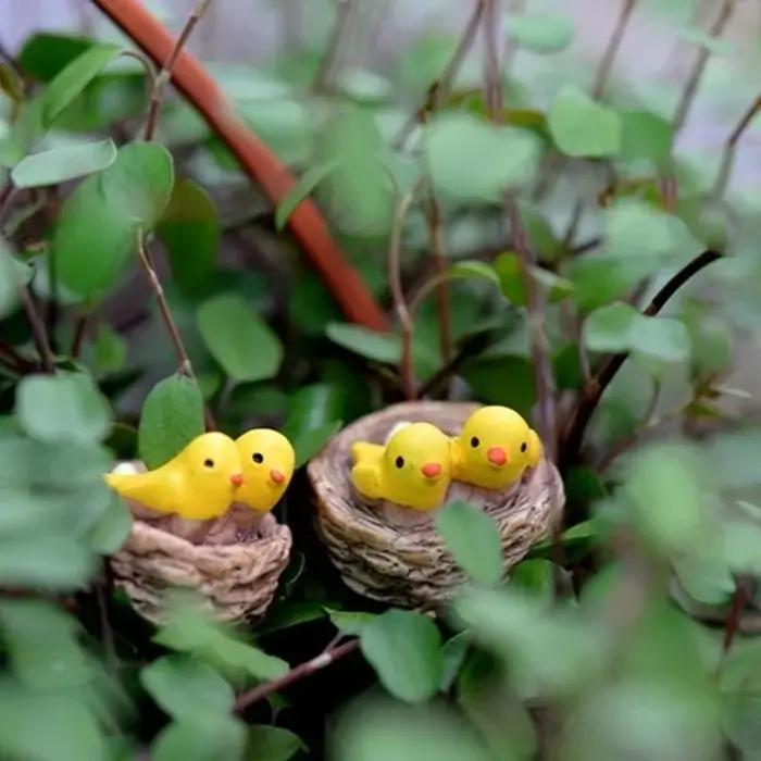 Mini nid avec oiseaux, bricolage, jardin féerique, Miniatures, Gnomes, mousse, Terrariums, Figurines