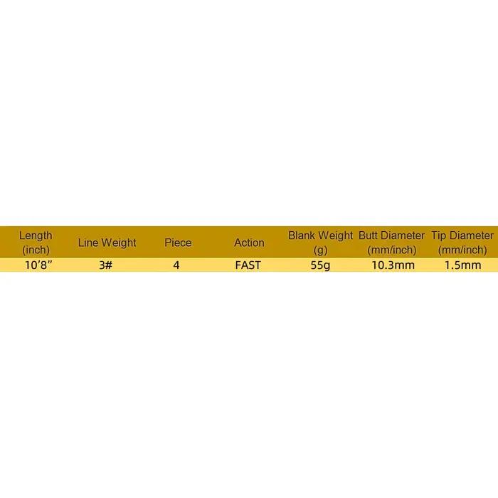 IM12 10'8 ''3wt 4 pièces et 10'0' 8wt 4 pièces canne à pêche en carbone Transparent noir blanc Actio