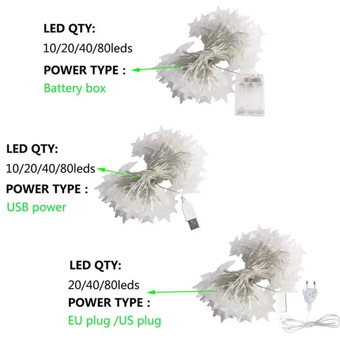 1.5m/3m/6m/10m LED étoile chaîne lumières guirlande de noël batterie USB alimenté fête de mariage ri