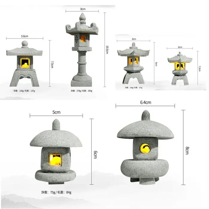 Mini pagode lanterne lumière jardin Statue Micro paysage Aquarium Zen cour Aquarium bonsaï Zen jardi