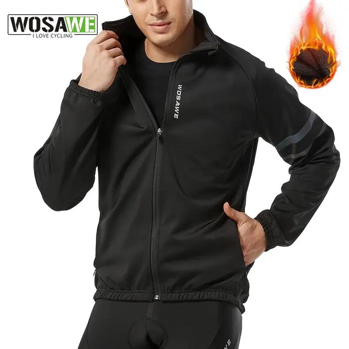 WOSAWE hiver hommes veste de cyclisme imperméable coupe-vent thermique polaire vélo maillot vtt rout