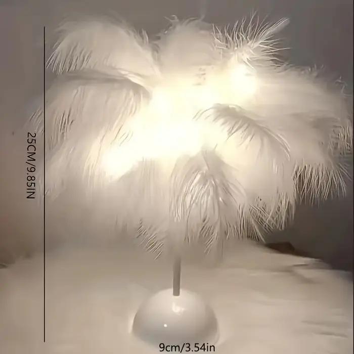 Lampe de table LED au design plume pour enfants, alimentée par batterie, portable et idéale pour une