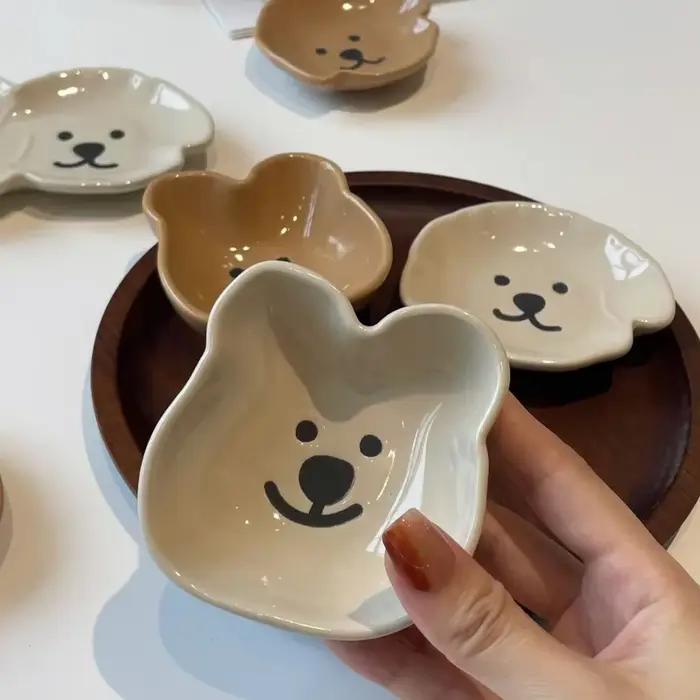 Assiette d'assaisonnement CZSAE en céramique dessin animé pour plats épicés et desserts créatifs occassions spéciales