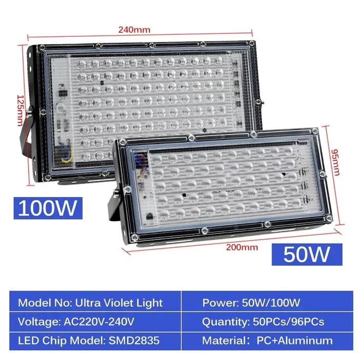 220V 50W 100W 200W 300W 395NM 405nm 365nm LED lampe UV ultraviolette impression pulvérisation peintu