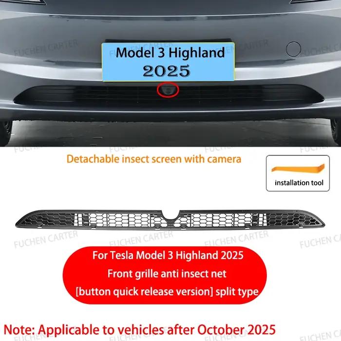 Pour Tesla Nouveau Modèle 3 Lancement 2025 Grille de pare-chocs avant Highland