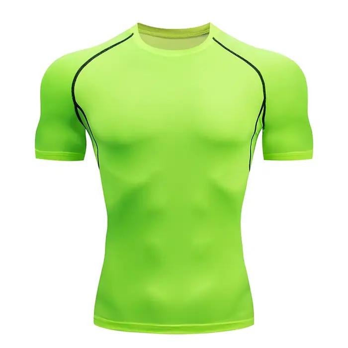 Hommes course Compression T-shirt à manches courtes Sport t-shirts Gym Fitness sweat mâle Jogging su