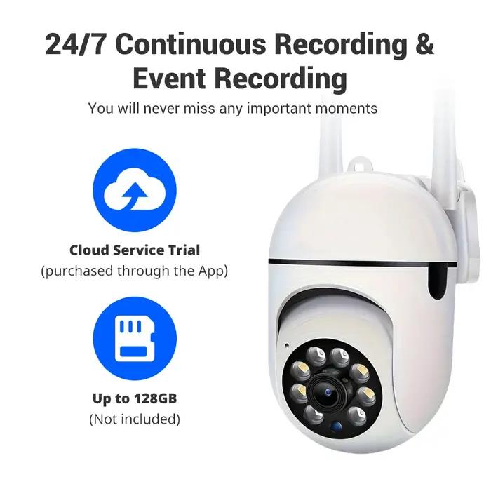 Caméra sécurité WiFi intérieur extérieur 1080P vision nocturne audio bidirectionnel rotation 360°