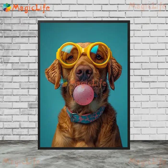Peinture sur toile de chien de dessin animé pour salon