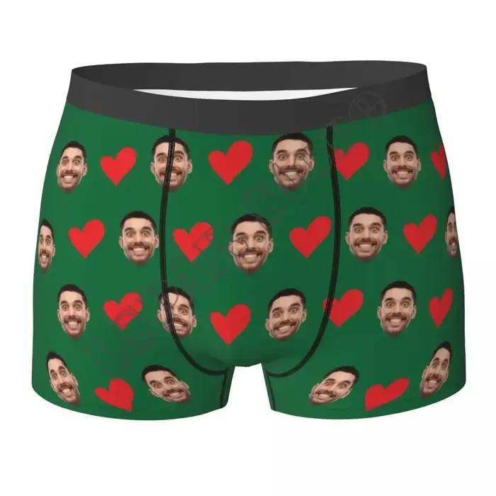 Boxer Personnalisé en Forme de Cœur avec Photo de Visage Pour Homme Occasions Spéciales Cadeau d'Anniversaire ou Fête des Pères