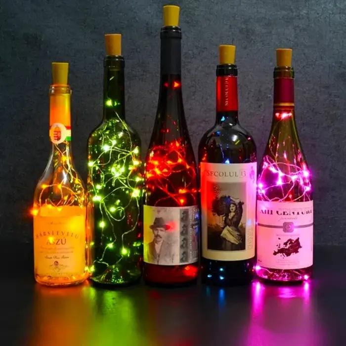 Lumières LED en liège pour bouteille de vin 1/2/3M, Mini guirlande lumineuse féerique, pour bouteill