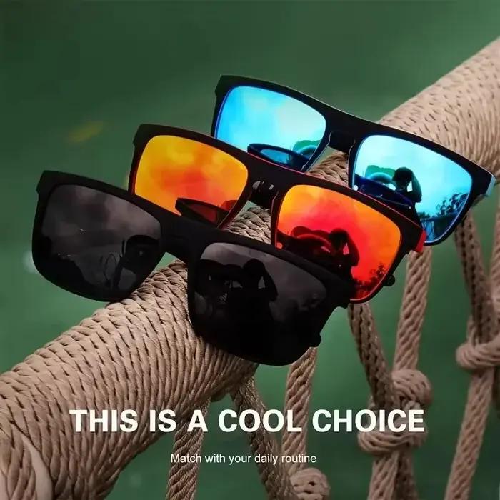 Lunettes de soleil sport polarisées UV400 personnalisables - Monture métal carrée hommes femmes