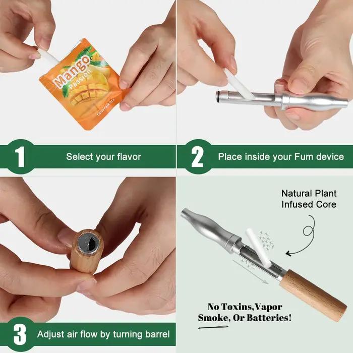 Bâtonnets pour arrêter de fumer sans nicotine, inhalateur en bois de noyer naturel avec Capsules d'huile essentielle, aide à l'aromathérapie pour soulager l'anxiété