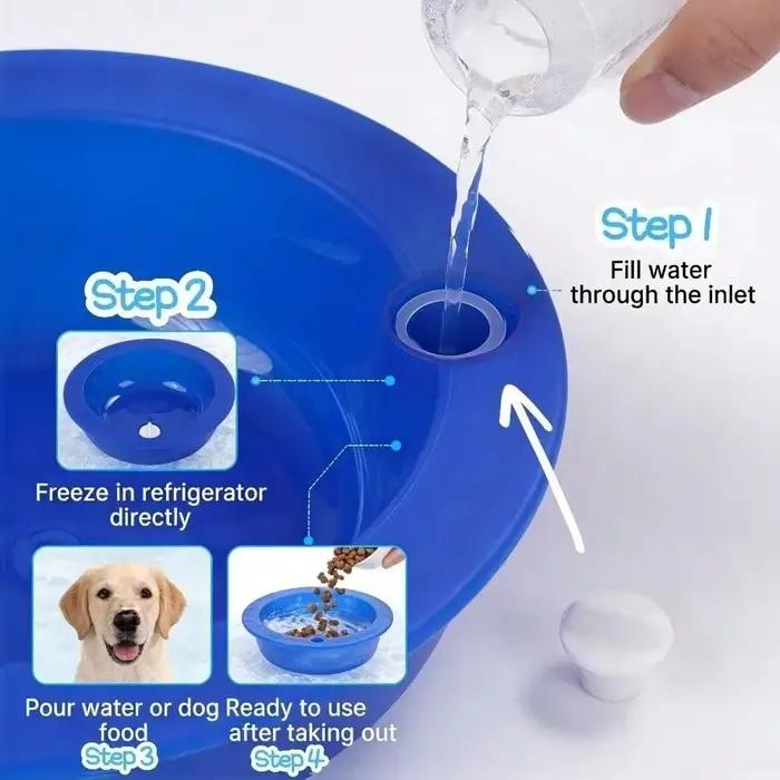Bols rafraîchissants pour chiens à injection d'eau – Bol à glace longue durée pour animaux de compagnie – Rétention de
