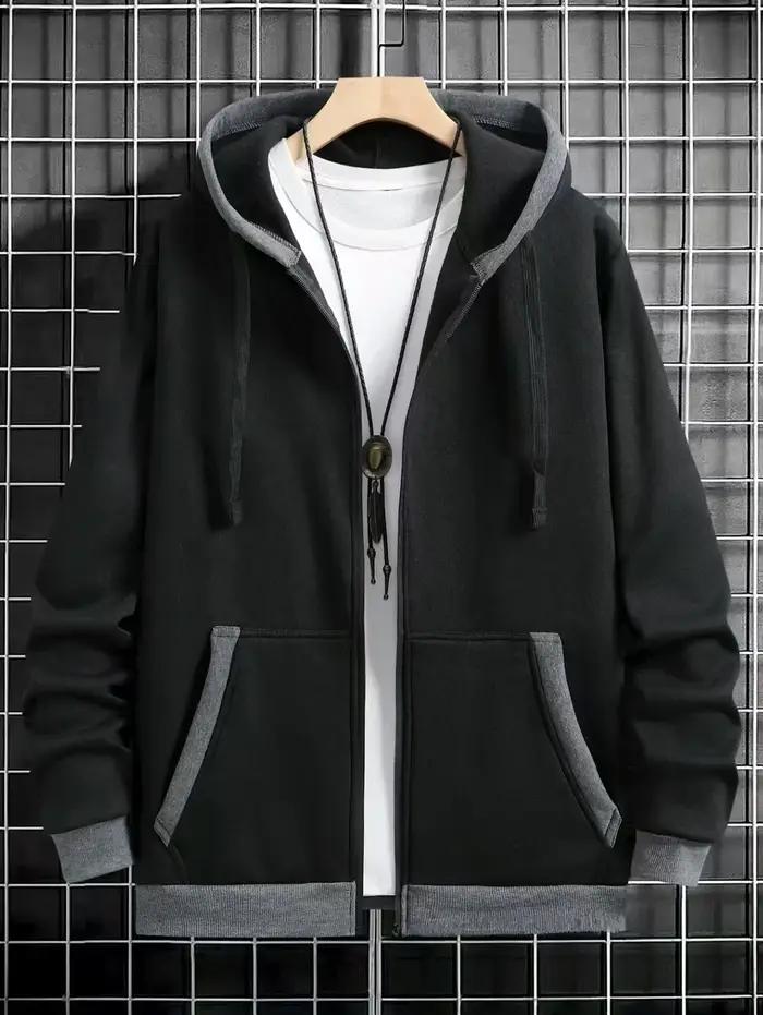 Cardigan épais à capuche et fermeture éclair pour homme