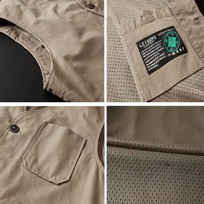 Gilet décontracté DIMUSI pour hommes, gilet respirant en coton et polyester avec poches pratiques pour activités extérieures et sports de plein air