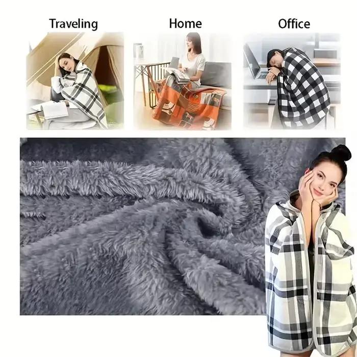 Couverture châle en flanelle, 1 pièce, portable, paresseux, décontracté, chaud, pour le bureau, pour