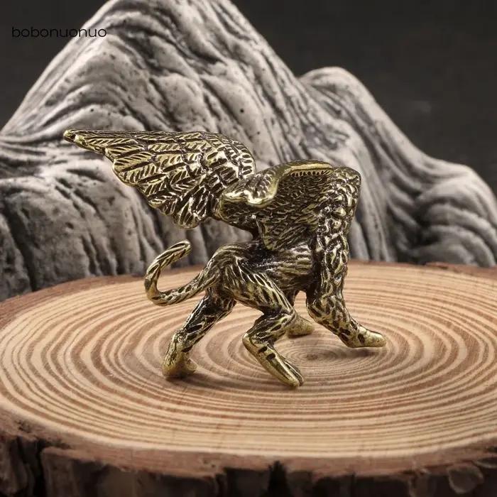 Figurine L'inventaire en cuivre massif griffon féroce conception animale mignonne animal de compagnie thé décoration table cadeaux artisanaux occasions spéciales