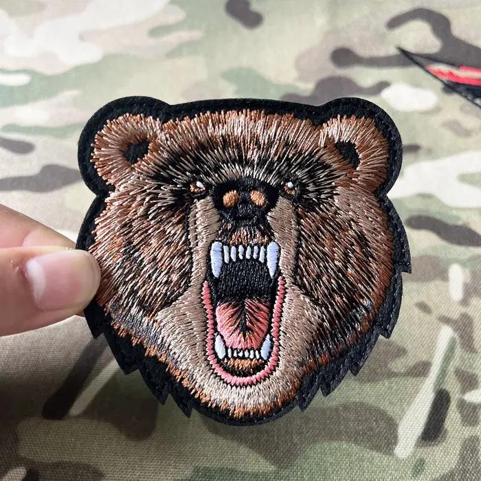 Badges à boucle auto-agrippante personnalisables avec logo de marque, motifs Ours Russe et Patchs Chien Américain, autocollants décoratifs pour vêtements