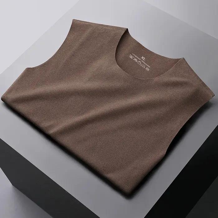 Sous-vêtements pour hommes 37 ° Gilet chauffant en Fiber et velours sans couture pour homme, chemise d'hiver Slim et chaude, sous-vêtement thermique de vitesse