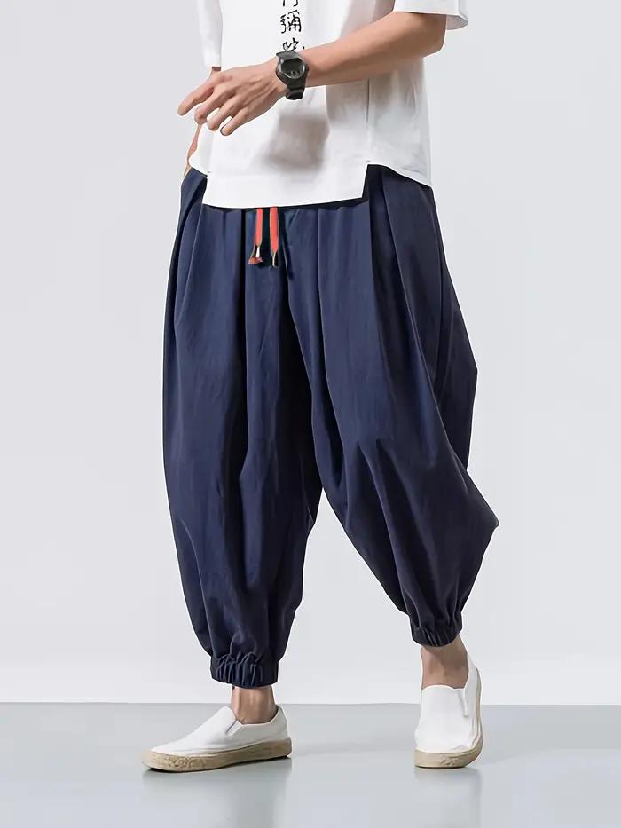 FGKKS printemps hommes sarouel ample lin chinois surpoids pantalons de survêtement de haute qualité décontracté marque