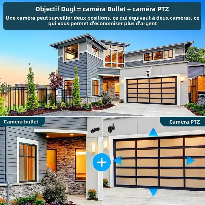 Caméra de sécurité extérieure KERUI 10MP 5K HD double objectif WiFi PTZ pour chasse et surveillance