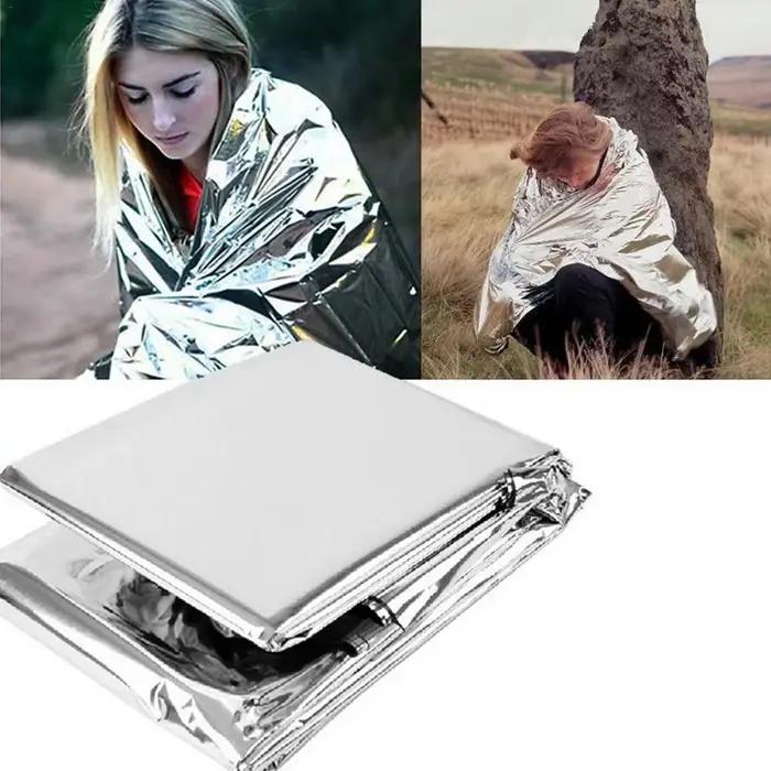 Couverture d'isolation d'urgence en aluminium pour la survie formation auto-sauvetage occasions spéciales femmes hommes camping randonnée