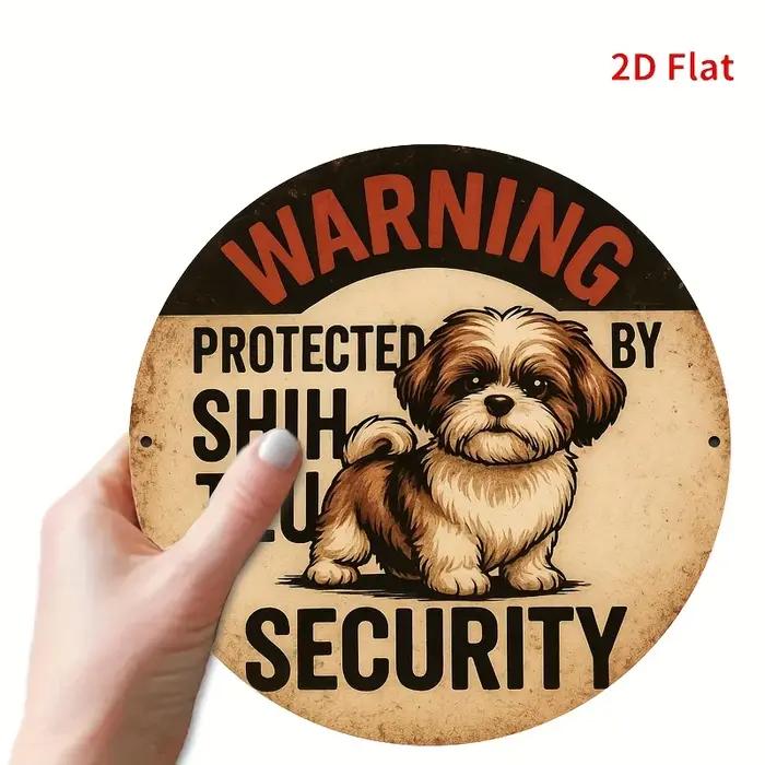 Décoration de Noël en étain "Faites Attention Au Chien" Protégé Par Un Shih Tzu Idéal Pour Fêtes Et Cadeau Occasions Spéciales