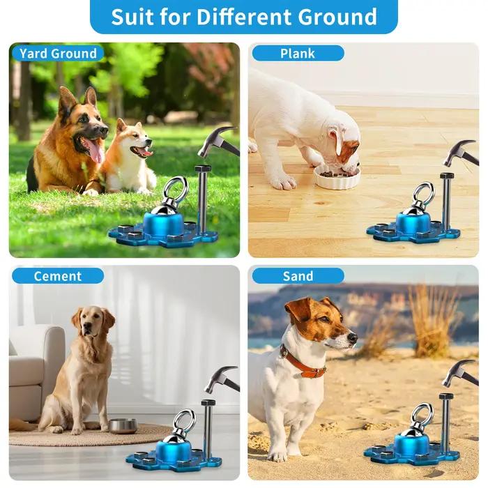 Piquet d'arrimage pour chien robuste pour le camping 360 ° Système d'installation facile portable