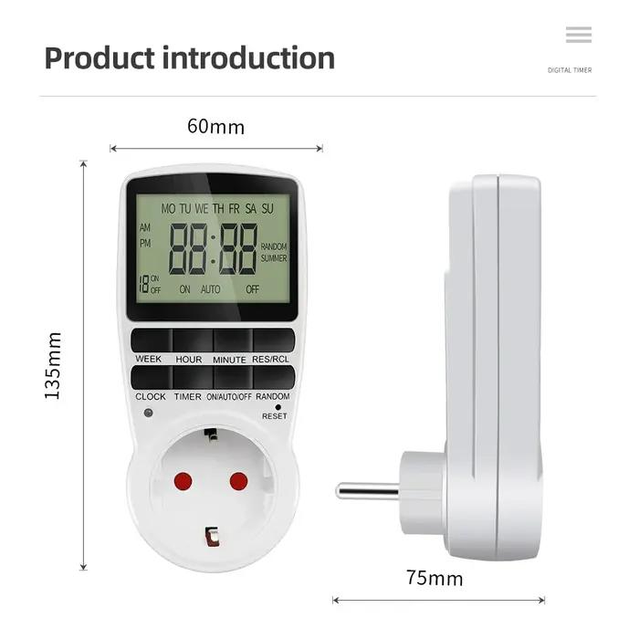 Minuterie numérique électronique, minuterie de cuisine programmable, prise de contrôle 220V EU US UK