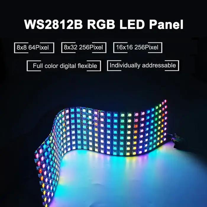 Panneau LED adressable individuellement DC5V WS2812B, module d'écran matriciel numérique flexible RG