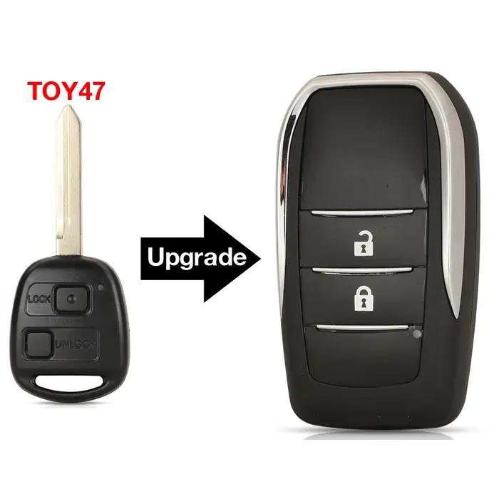 Jingyuqin coque de clé de voiture à distance modifiée pour Toyota Yaris Carina Corolla Avensis clé fluide pliante Toy47