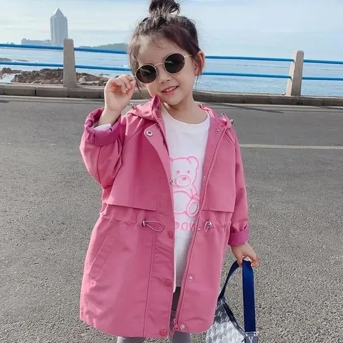 Manteau à capuche rétractable pour filles de 3 à 12 ans, veste coupe-vent, Style Long, offre spécial