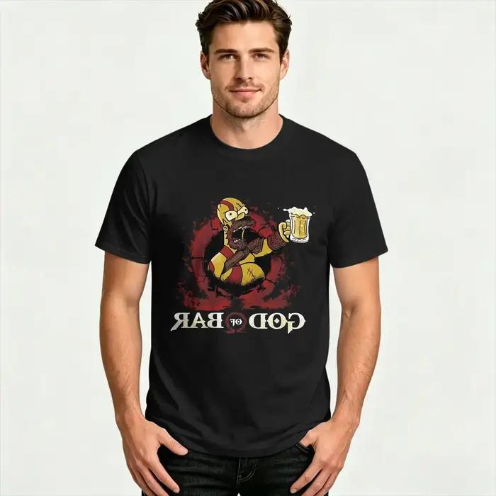 T-shirt homme God of War en pur coton style décontracté col rond pour homme occassions quotidiennes et spéciales