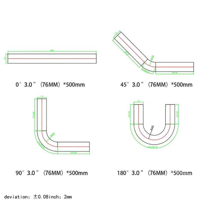 Tube universel en aluminium de Type L S, 76mm 89mm 3 pouces 3.5 pouces, tuyau d'admission d'air froi