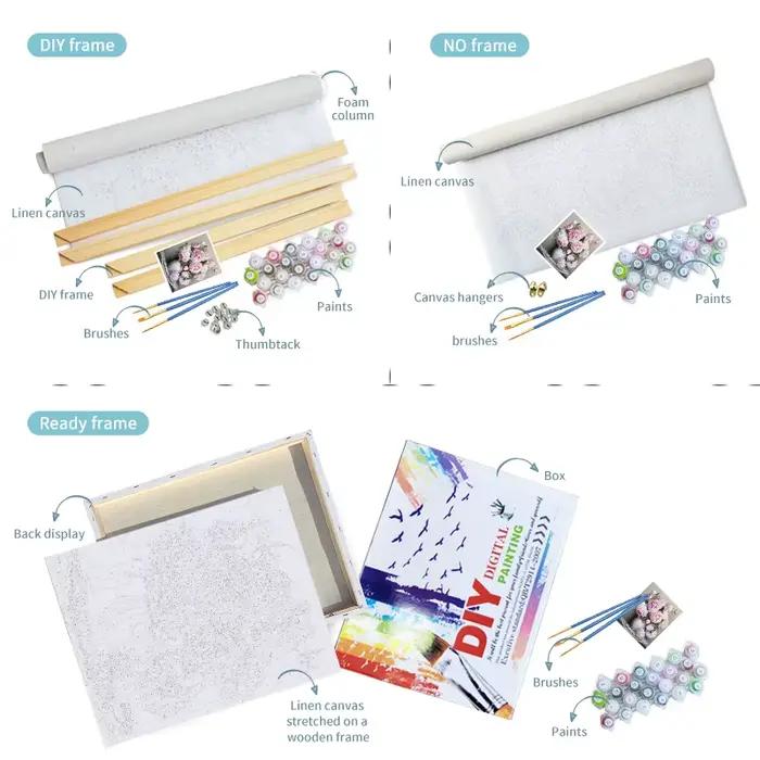 Gatyztoire coloriage par numéros chien animaux bricolage adultes Kits sur toile avec cadre peinture acrylique