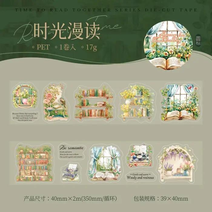 Journal Go 4x200cm temps de lecture personnages Vintage aménagement paysager matériel PET bande Scrapbooking bricolage