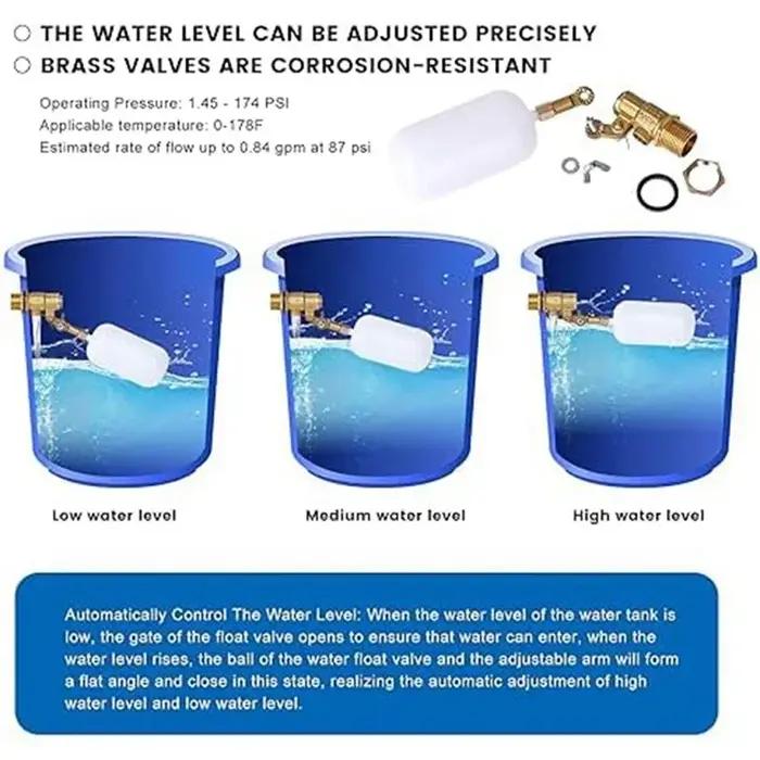 Valve flottante 1/2 pouce pour aquariums et réservoirs d'élevage automatique arrêt de remplissage gestion de l'eau sécurité économie d'eau